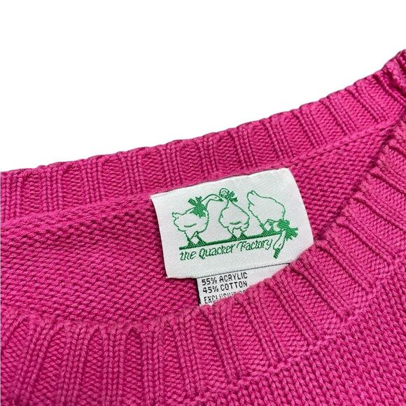 Quacker Factory Daisy Embroidered Pink Knit Sweater Size Medium - Picture 8 of 8